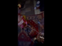 Stuck under the Christmas tree looking for a present and got it right in her hand