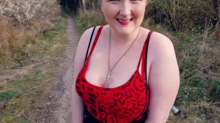 BBW Slut Cums in the Woods with Pink Dildo - Tilly D