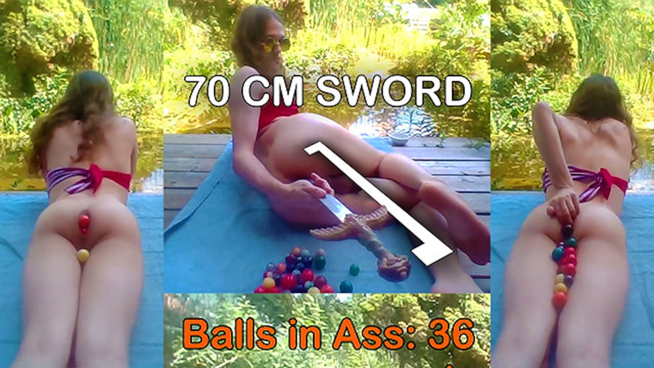Runing her Ass at the Pool with 36 Balls and a Sword - Teaser