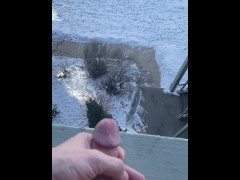 Cum Outside on Balcony in Front of Apartments (public masturbation)