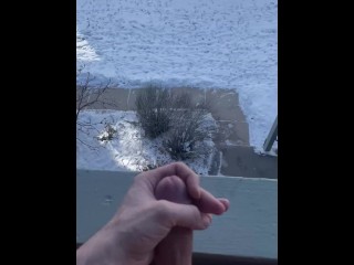 Cum outside on Balcony in Front of Apartments (public Masturbation)