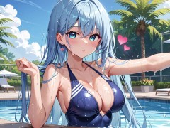 水泳サークルの憧れの先輩と泳いでたら急に誘惑してきて…ビッチだなんてショックだよ😣 - Screenshot 1 of 16 - ビッチ