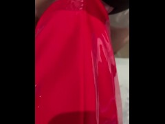 Slave sucking boots with mistress stapon