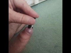 Sounding my pierced cock