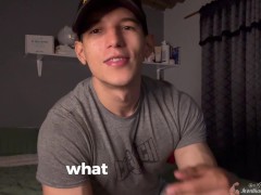 JOI I teach my student Spanish but he doesn't stop looking at my muscles with subtitles
