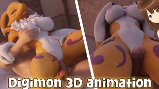 Renamon oferuje swój tyłek do zapłodnienia przez człowieka w ciąży (animacja Furry) - Jazziuu