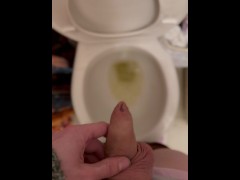 High Res close up of petite trans girlcock peeing in potty!!