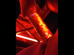 Red lights and a clear dildo inside FTM