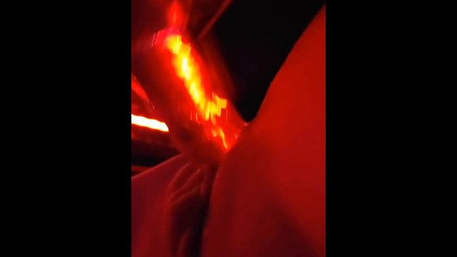 Red lights and a clear dildo inside FTM