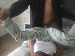 I grind my big cock on her tight yoga pant´s and giv her lot´s of cum