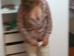 Stepmom comes home from work excited and starts touching herself, asking me to fuck her