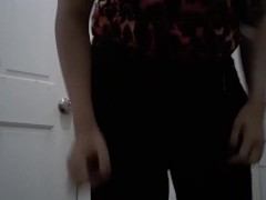 Chubby MILF changes clothes in bathroom