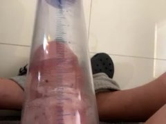 New 12 inch cock pump roughly 8-9 before I got this new one was touching the top of my old one
