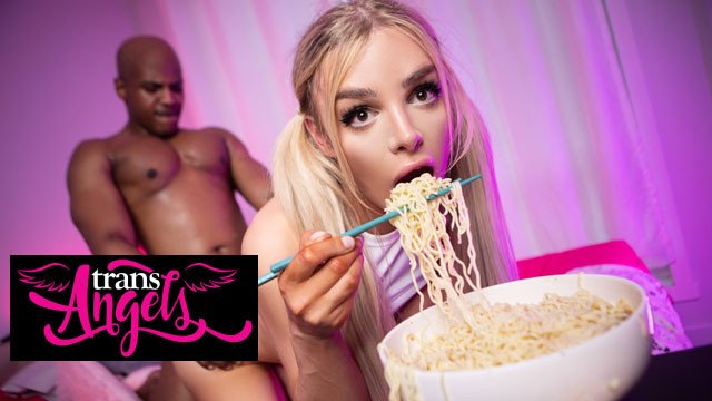 TransAngels - Blonde-haired babe Angellica Good is hungry for a big, juicy cock, and after eating a