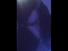 Sexy student put on a robe to go to the shower, but wants to get aroused in front of him
