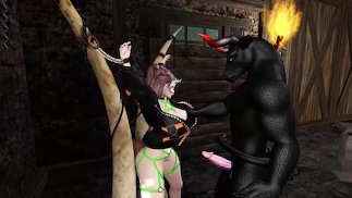 Crypto Fantasy se fait baiser par un minotaure dans une salle BDSM et a plusieurs orgasmes et éjaculations