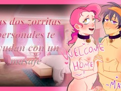 Tus dos zorritas personales te ayudan con un masaje