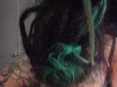 Sucking his thick bwc before he eats and fingers me - thick tattooed pawg bbw