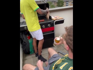 Meet for a BBQ and end up Fucking on the Terrace