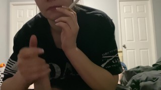 Smoking Fetish BJ With A Cigarette Hanging To Complete Him The Entire Video Is Available For Purchase On OF