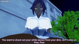 Yoruichi из Bleach дает вам хентай футджоб от первого лица