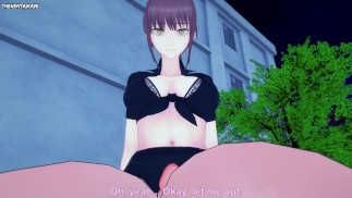 Макима из Человека-бензопилы дает вам хентай футджоб от первого лица