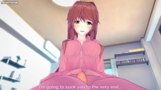 Monika from Doki Doki Literature Club Gives You A Footjob Hentai POV