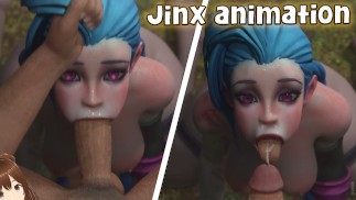 Jinx gives her stepdad the best blowjob of his life (Swallow cum animation) - Jazziuu