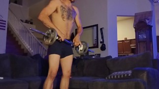 Hot Tattooed Daddy Working out half naked
