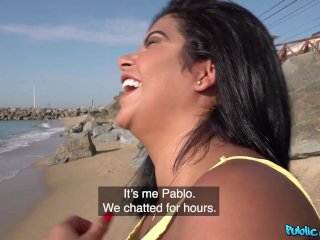 Beach Babe Fucked on a Public Beach and then in Private Swimming Pool - Public Agent screenshot number 1