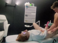 After the massage, the masseuse decided she wanted to have some fun and asked the client to help