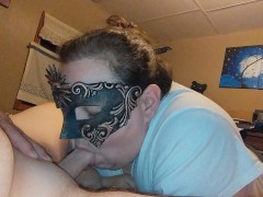 Cfnm milf makes him cum with sloppy blowjob