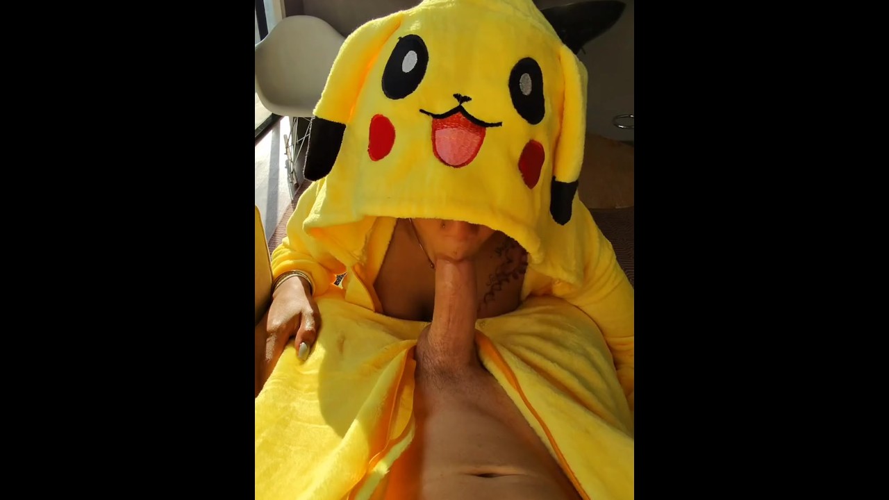 Pikachu furry pokemon cosplay - POV big ass alatina milf gives blowjob and  gets fucked missionary