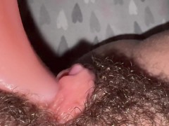 New Licking Toy Playing With My Hairy Fat Pussy Big Clitoris
