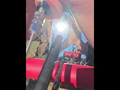 Krissy Biker Bound to a Fence Bondage Machine Fuck