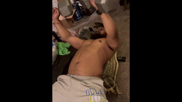 Hitting dumbbell bench press