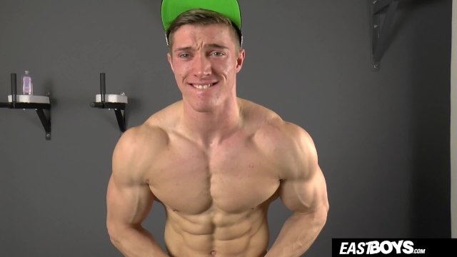 Handsome straight muscle boy wanks his big cock