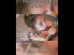Teen New Year’s Countdown Cum on Face