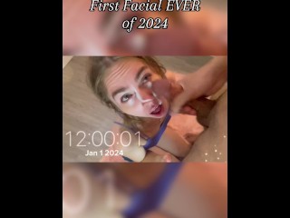 Teenager Neujahrs-Countdown Sperma Im Gesicht