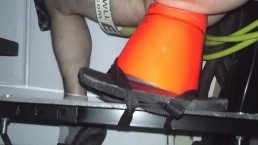Straight Male Bouncing Myself Hard With Huge Cone Sitting In Harness