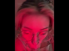 Pierced and Tatted Blonde Goth Girl BoogieRae sucks your dick on her knees POV