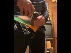 Horny and throbbing dick masturbation -  body shaking powerful big ejaculation