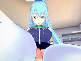 Аква из Коносубы дает вам хентай футджоб от первого лица