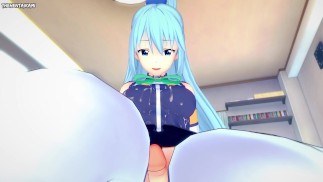 Аква из Коносубы дает вам хентай футджоб от первого лица