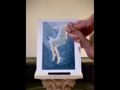 Claude Bombard defaces artwork of swimming woman by cumming on her butt [edging, cum, art cumshot]