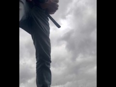 Outside in the woods I pulled out my big cock to jack off.. only the crows could see me ;) dogging!