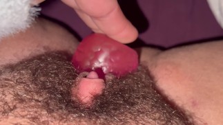 Big Clit Playing With 2 Toys Hairy Fat Pussy