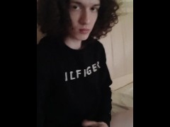 Trans girl masturbates in blouse