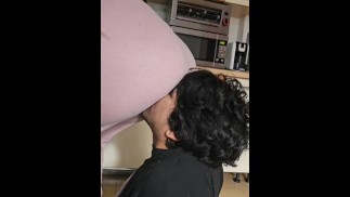 Crushed under my ass in pajamas
