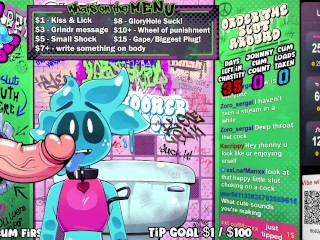 Slime goes Wild in Gloryhole Bathroom